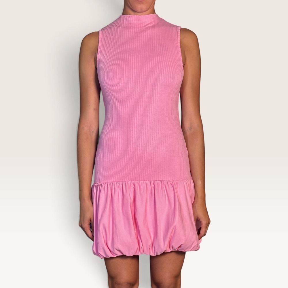 Zara Pink Balloon Mini Dress Medium Bubble Hem Coquette Party Wedding Guest